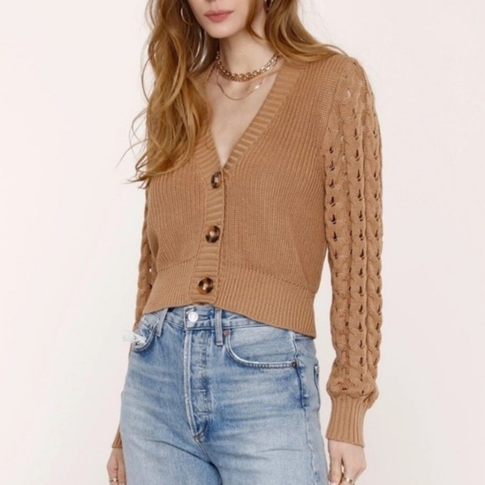 NWT Heartloom Naomi Cardigan- Anthropologie brand, size L, color camel - Picture 4 of 16